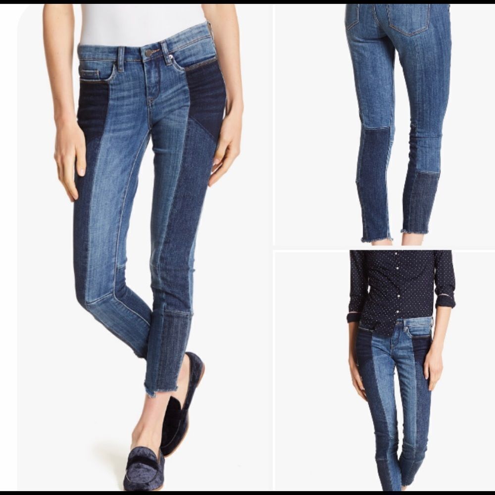 BLANKNYC Patchwork Frayed skinny crop jeans 28